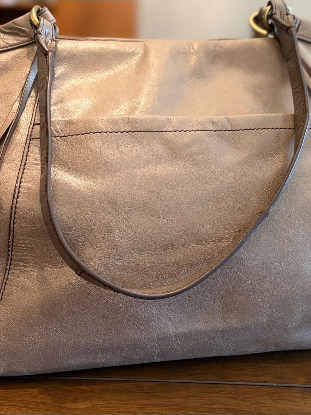 HOBO Soft Leather Shoulder Tote in Taupe